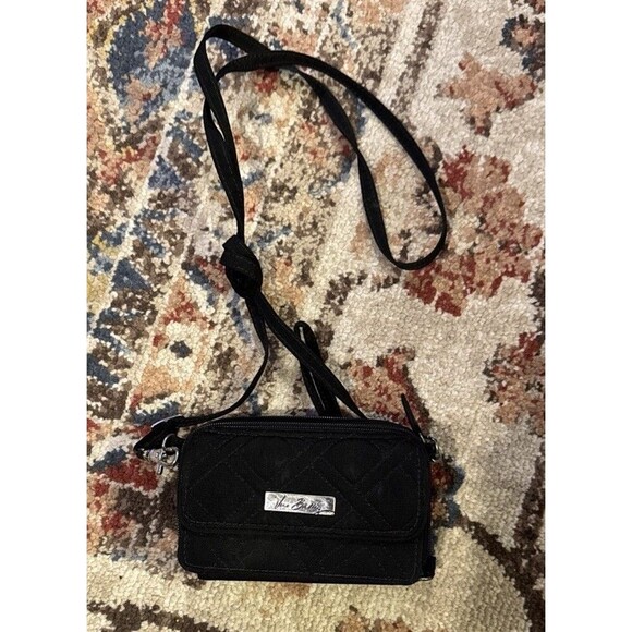 Vera Bradley 3 In 1 Crossbody Wristlet Wallet Quilted Black Shoulder Strap - Picture 8 of 8